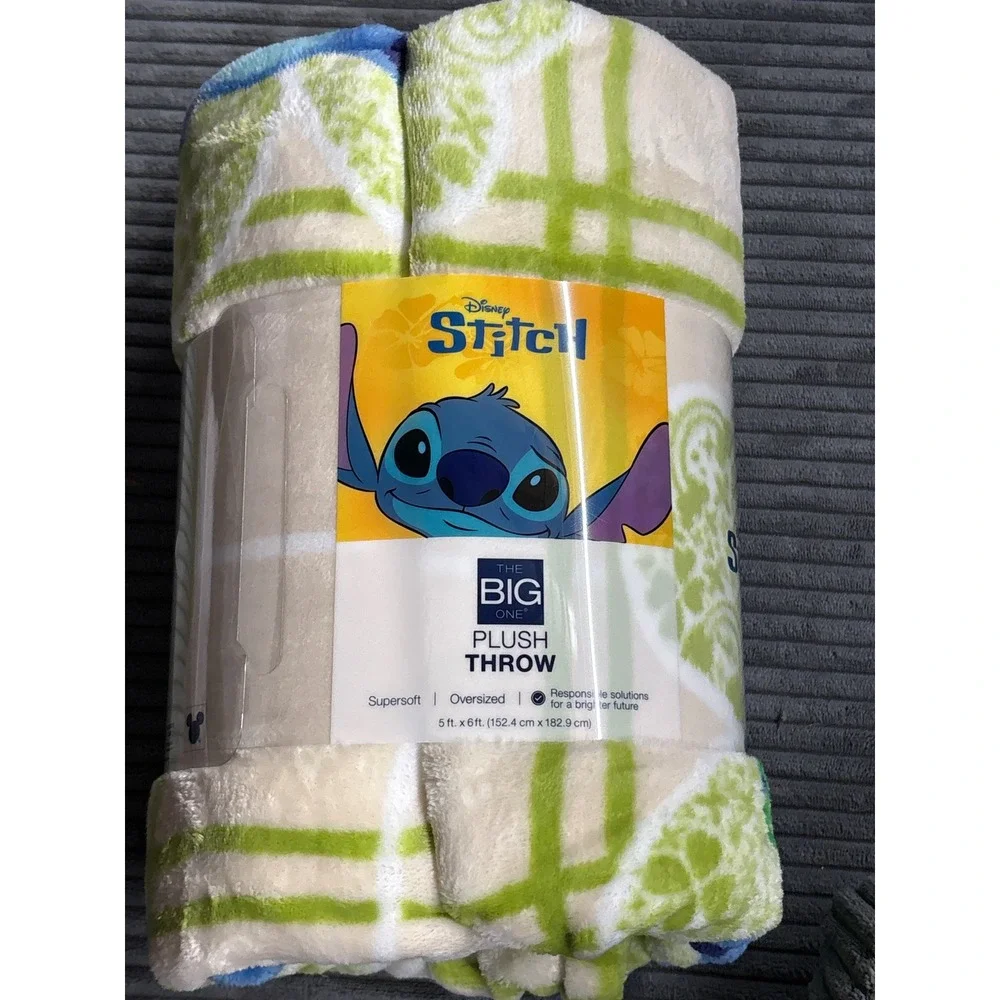 Disney Stitch St Patricks Day Plush Throw Blanket The Big One 60x72 Shamrock